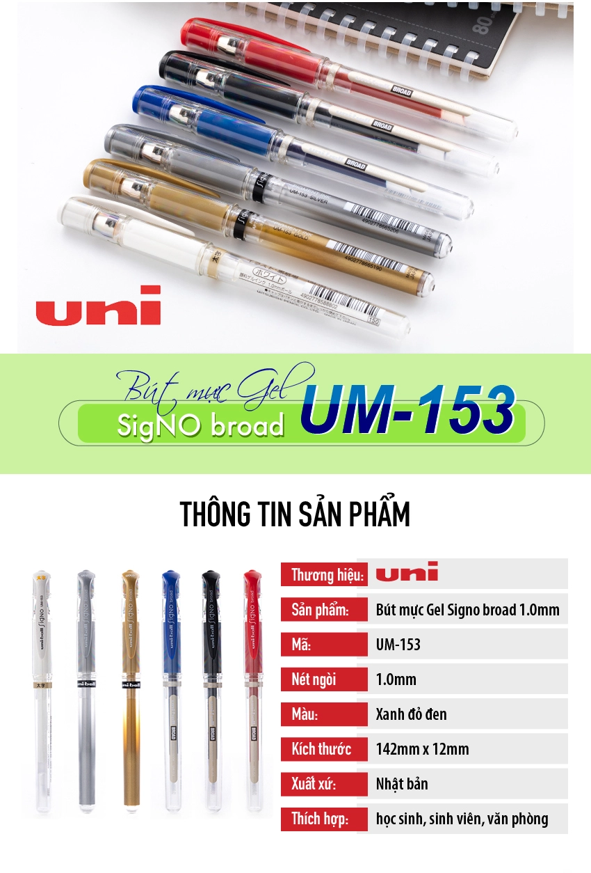 Bút ký uni-ball Signo Broad UM-153 nét 1.0mm